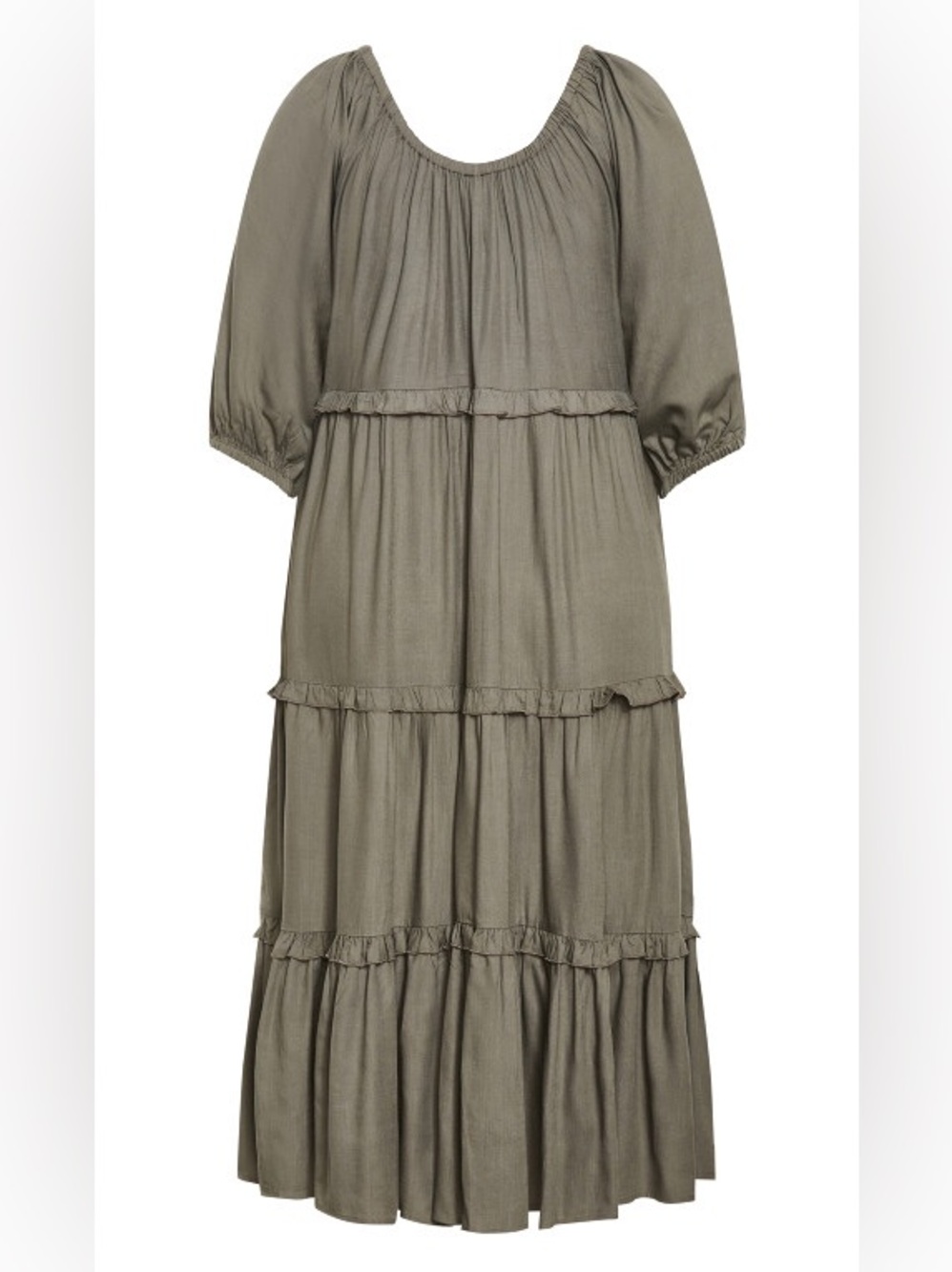 City Chic heather Olive Tiered Midi Dress  18W NWT - Picture 6 of 11